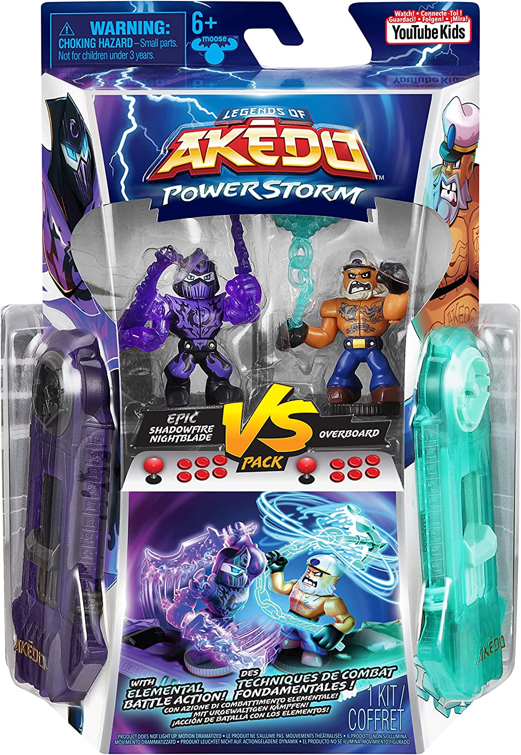 Legends of Akedo: Powerstorm Versus Pack - Epic Shadowfire Nightblade Vs Overboard Warrior Figures