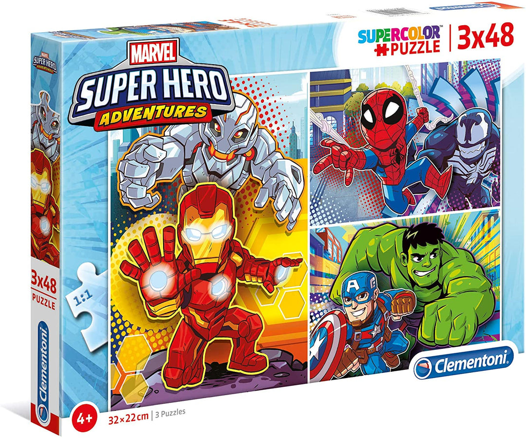 Clementoni - 25248 - Supercolor Puzzle - Marvel Super Hero Avengers - 3 x 48 pieces - Made in Italy - jigsaw puzzle children age 4+7