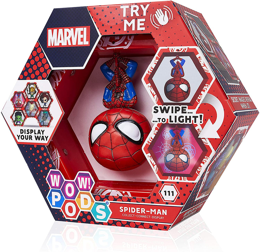 WOW! PODS Avengers-Kollektion – Spider-Man | Leuchtende Superhelden-Wackelkopffigur | Offizielle Marvel-Spielzeuge, Sammlerstücke und Geschenke