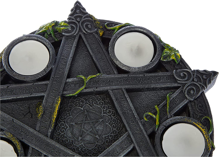 Nemesis Now B2538G6 Wiccan Pentagram Tealight Holder 25.5cm Black, Resin