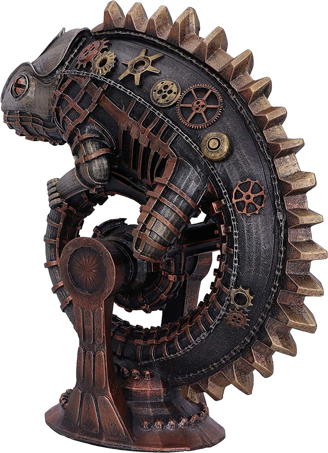 Mechanische Chamäleon-Steampunk-Eidechsenfigur aus Bronze