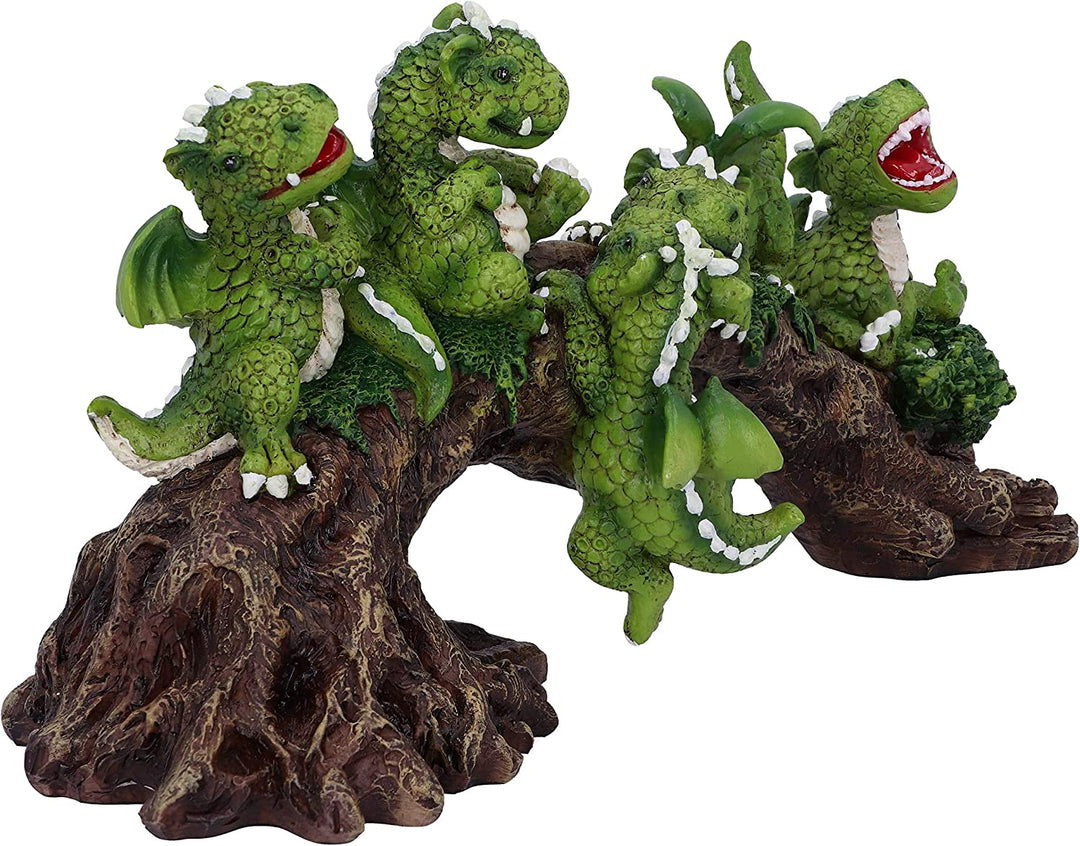 Daring Dragonlings Green Baby Dragons on Branch Figurine