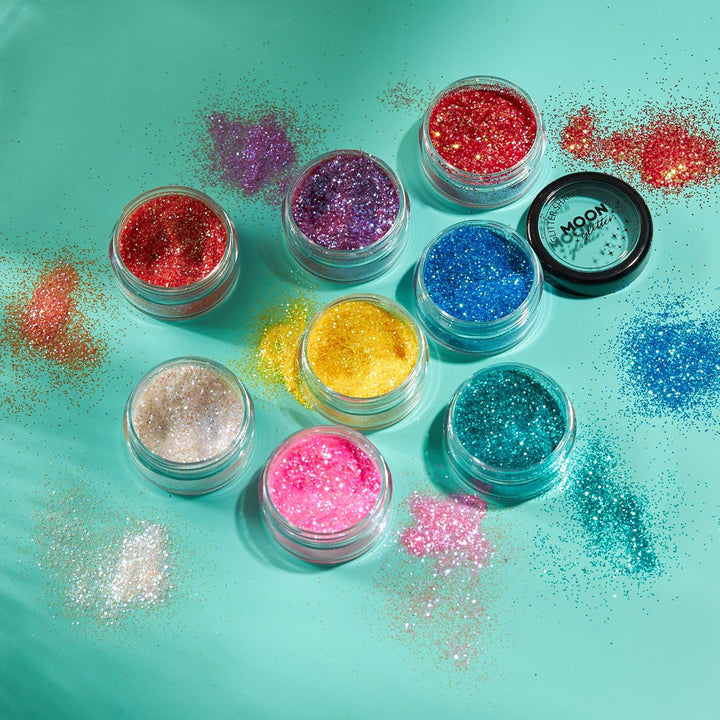 Iridescent Glitter Shakers by Moon Glitter - Pink - Cosmetic Festival Makeup Glitter for Face, Body, Nails, Hair, Lips - 5g