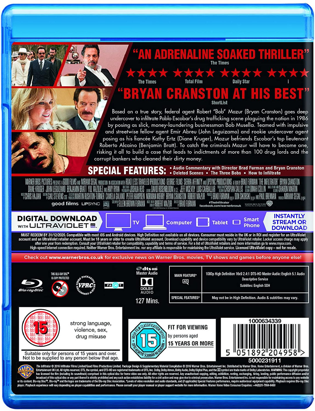 The Infiltrator [Blu-ray + Digital Download] [2017] [Region Free]
