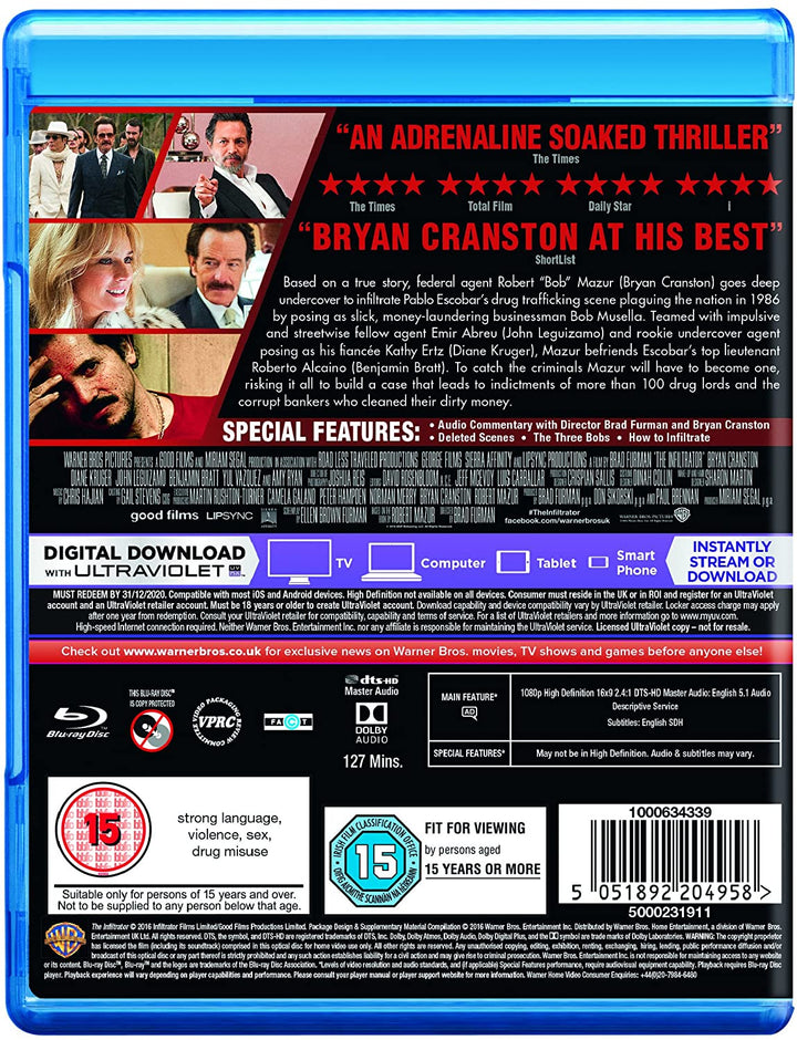 The Infiltrator [Blu-ray + Digital Download] [2017] [Region Free]