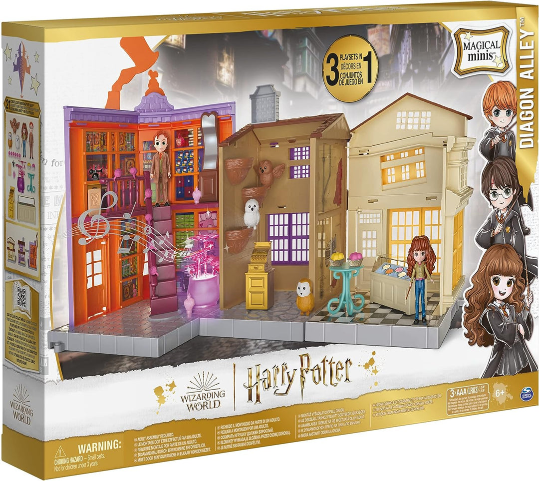 Wizarding World Harry Potter, Magical Minis Diagon Alley 3-in-1 Playset with Lights and Sounds