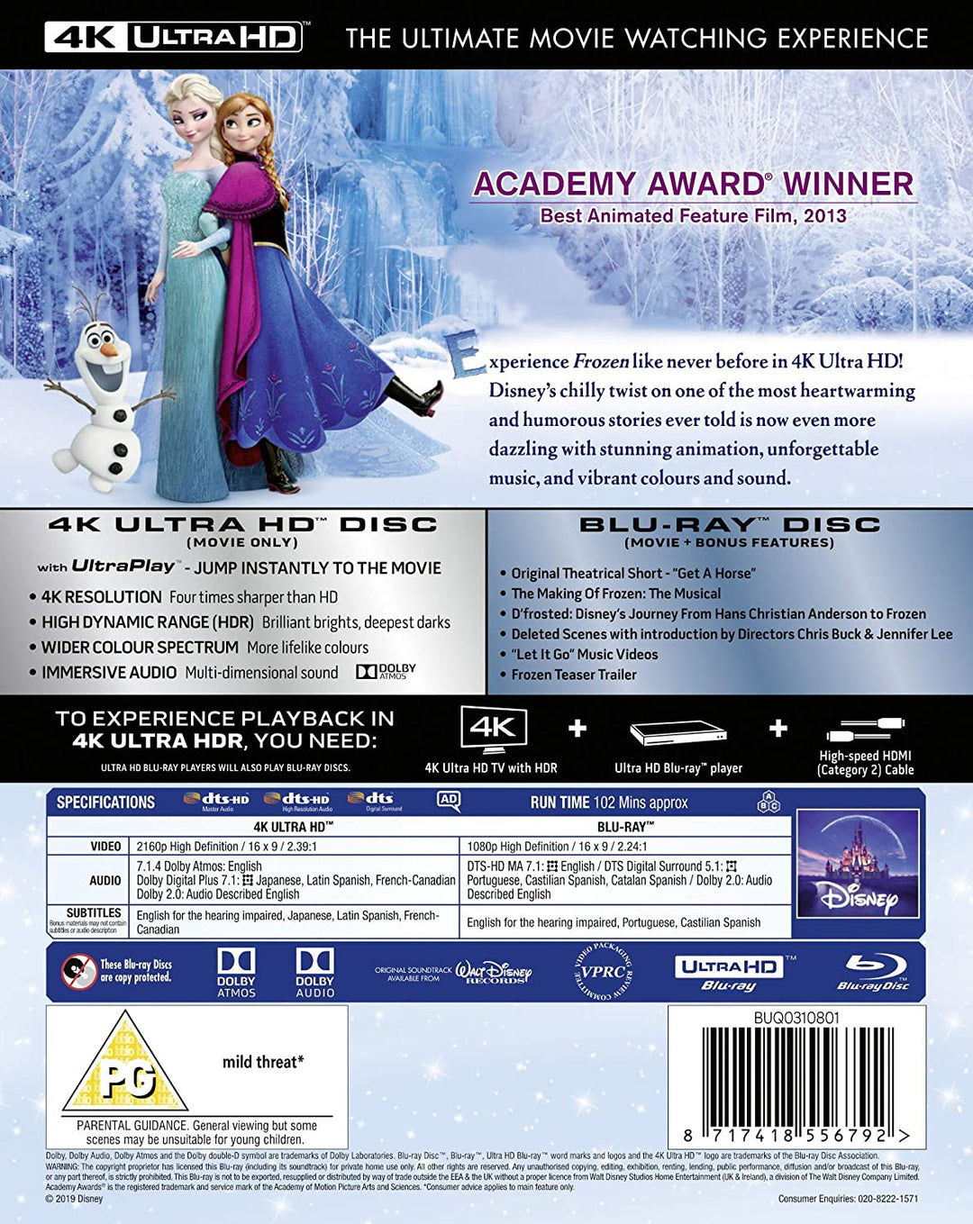 Disney's Frozen - Family/Musical [Blu-Ray]