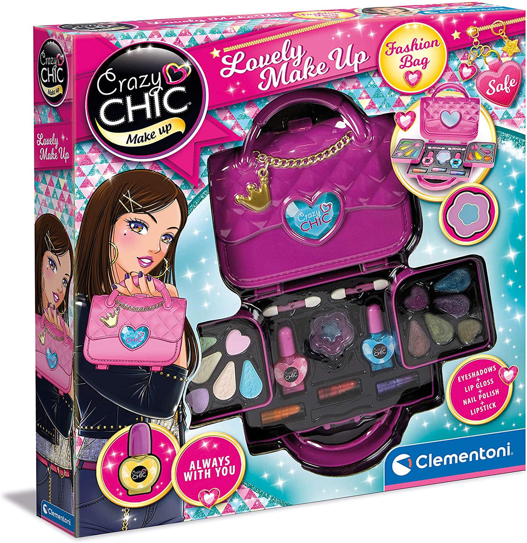 Clementoni 18633 Crazy Chic Lovely Fashion Bag Make up Set for Children, Ages 6