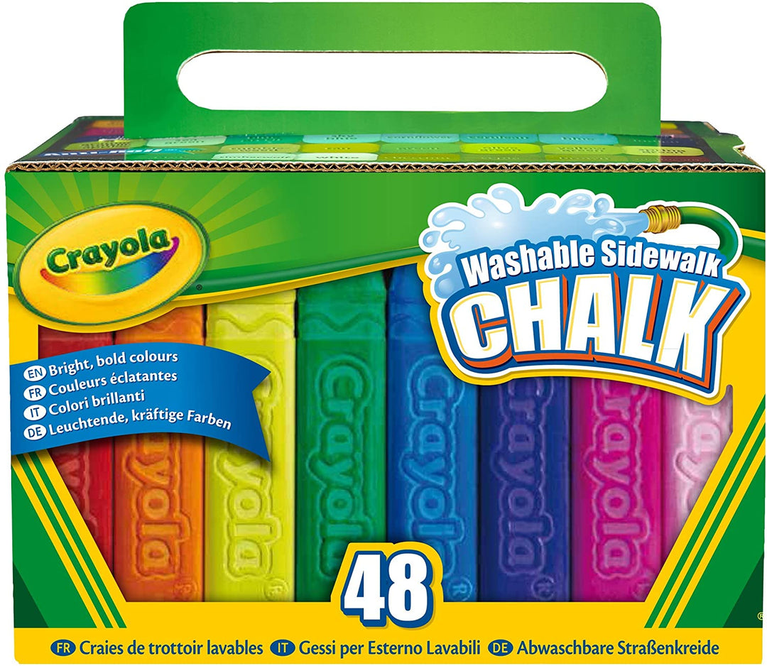 Childrens Crayola Box of 48 Sidewalk Washable Anti-Roll Bright Coloured Chalks