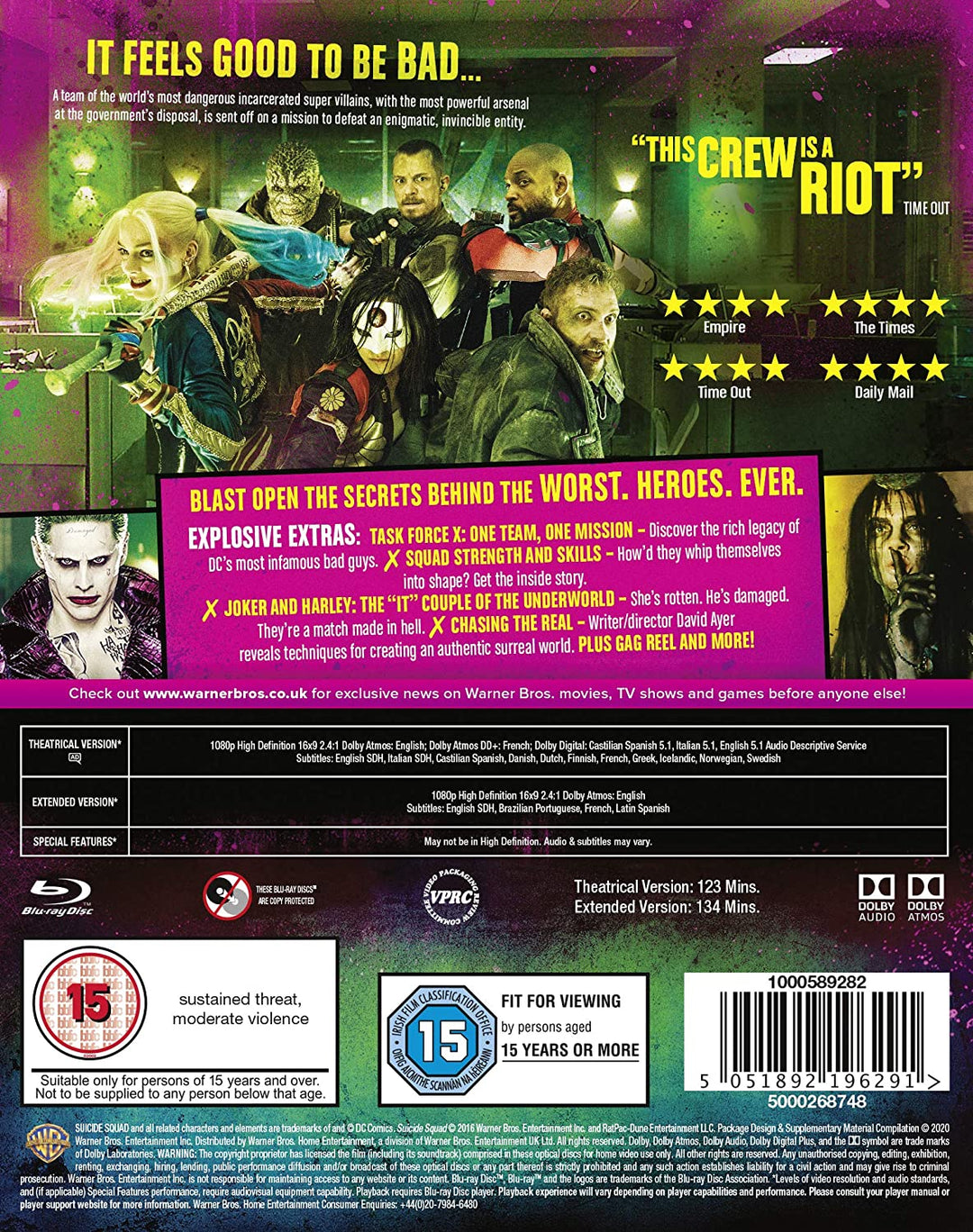 Suicide Squad [Includes Digital Download] [Blu-ray] [2016] [Region Free]
