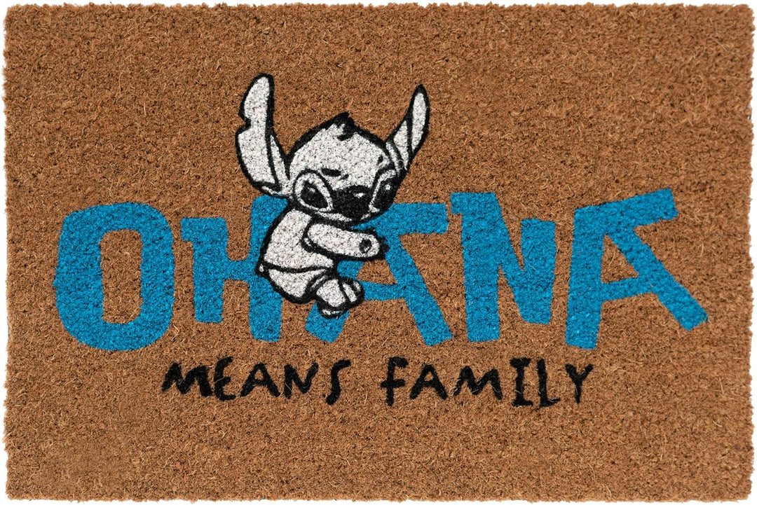 Grupo Erik Official Disney Stitch Ohana Door Mat, 15.7 x 23.6 Inches / Stitch Disney Gifts | Coconut Coir | Eco Friendly