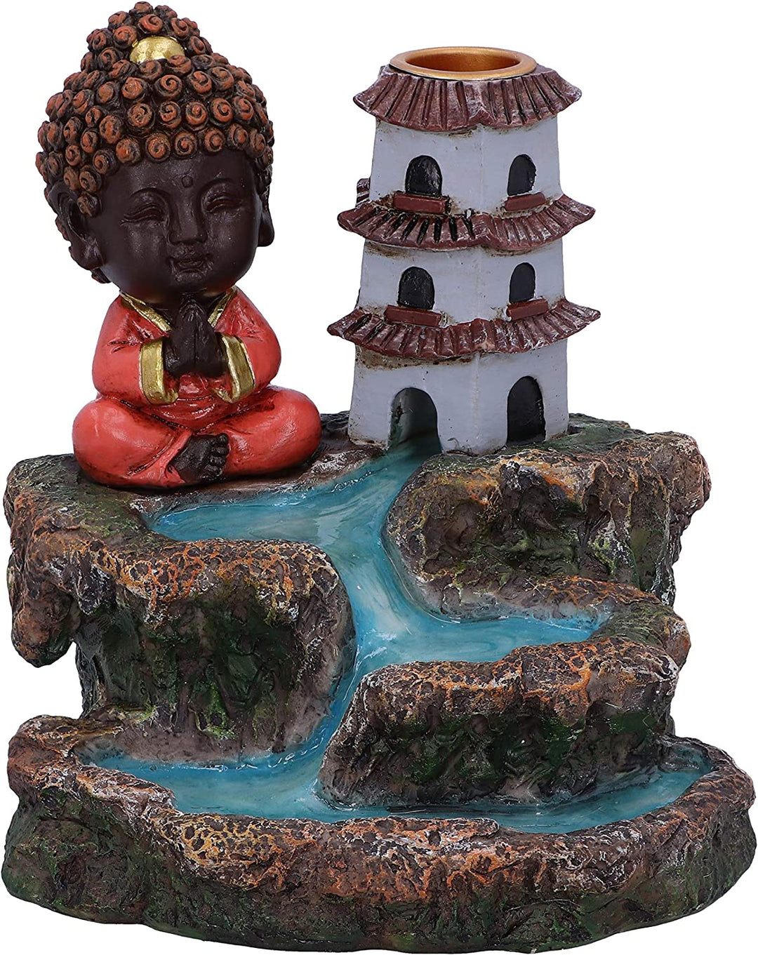 Nemesis Now Zen Temple Buddha River Backflow Incense Cone Burner 13cm, Blue