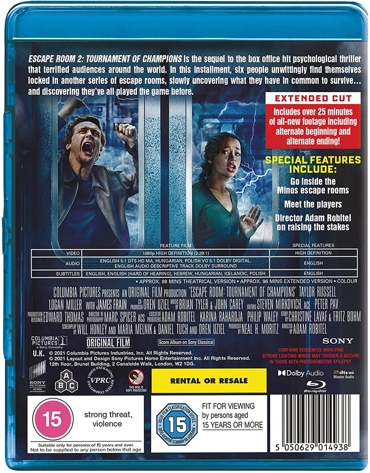 Escape Room 2: Tournament Of Champions - Horror/Thriller [Blu-ray]