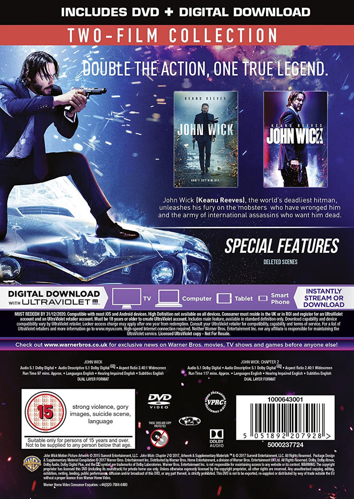 John Wick: Chapters 1 & 2 [DVD + Digital Download] [2017]