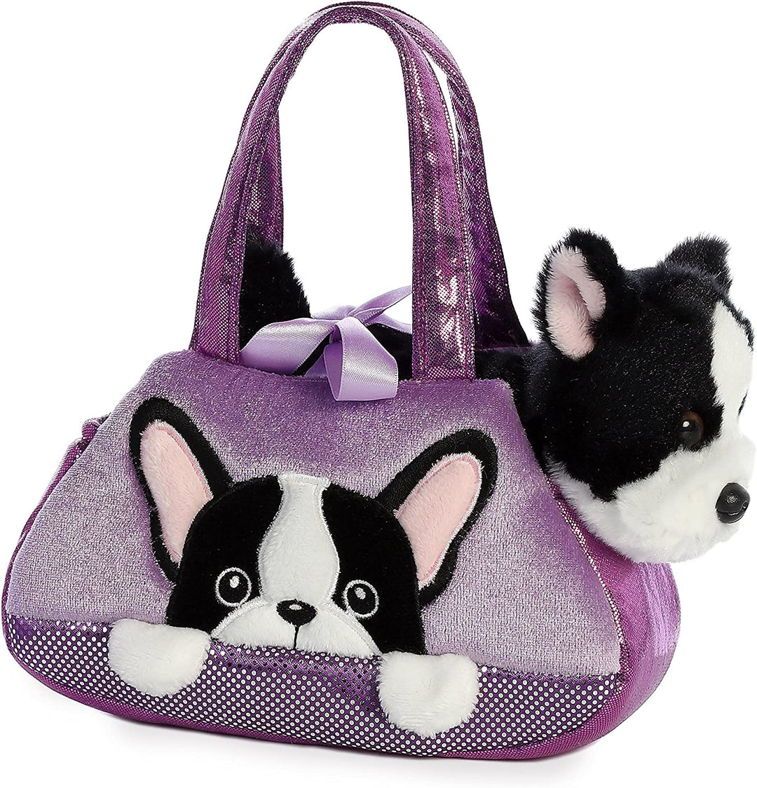 AURORA, 32829, Fancy Pal, Peek-A-Boo French Bulldog, 8In, Soft Toy, Purple and Black