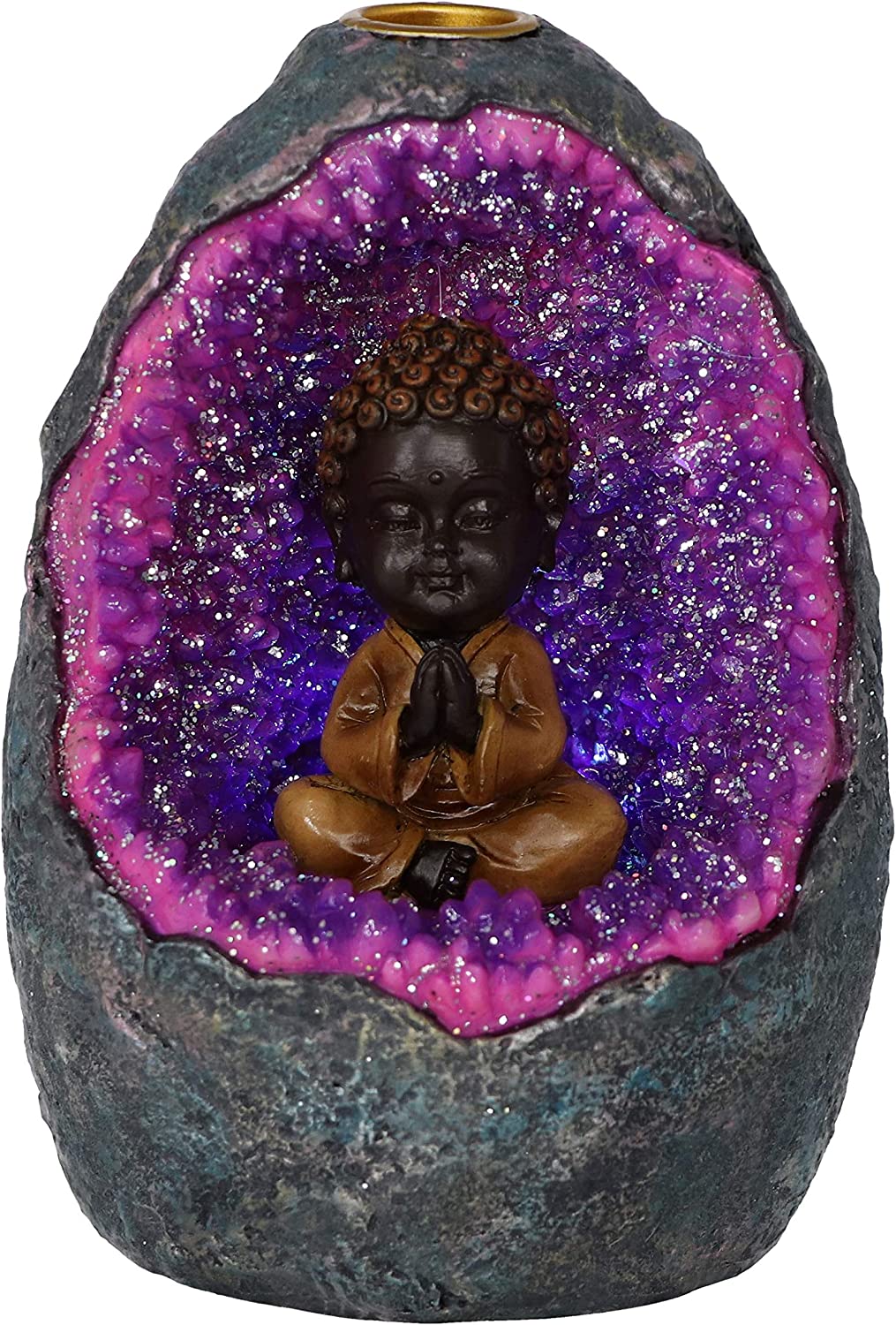 Zen Geode Baby Buddha Crystal Backflow Incense Burner