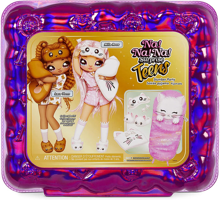 Na Na Na Surprise 577416EUC Teens Slumber Party Fashion Lara Vonn-Toy for Kids, Collectable-27cm Soft Fabric Doll, Teddy Bear Inspired with Brunette Hair