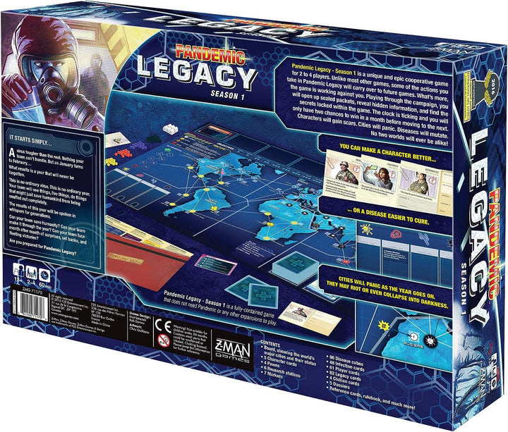 Z-Man-Spiele | Pandemic Legacy Staffel 1 Blue Edition | Brettspiel | Ab 13 Jahren | Fo