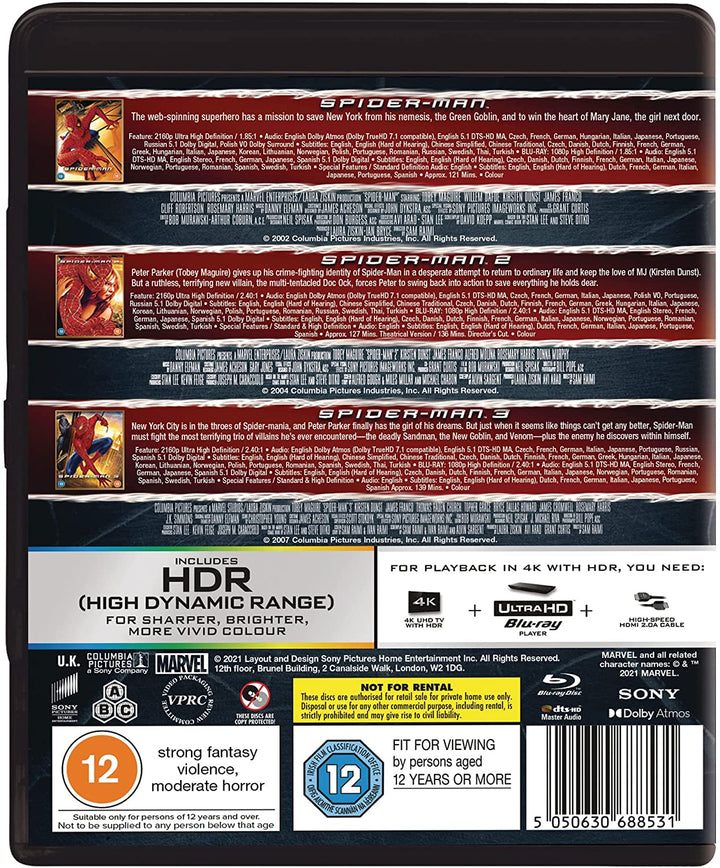 Spider-Man 1-3 4K UHD (6 Discs- UHD & BD)  [2021] - Action/Adventure [Blu-ray]