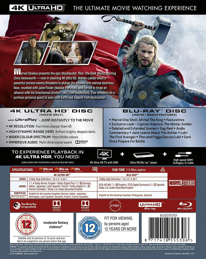 Marvel Studios Thor: The Dark World - Action/Adventure [Blu-Ray]