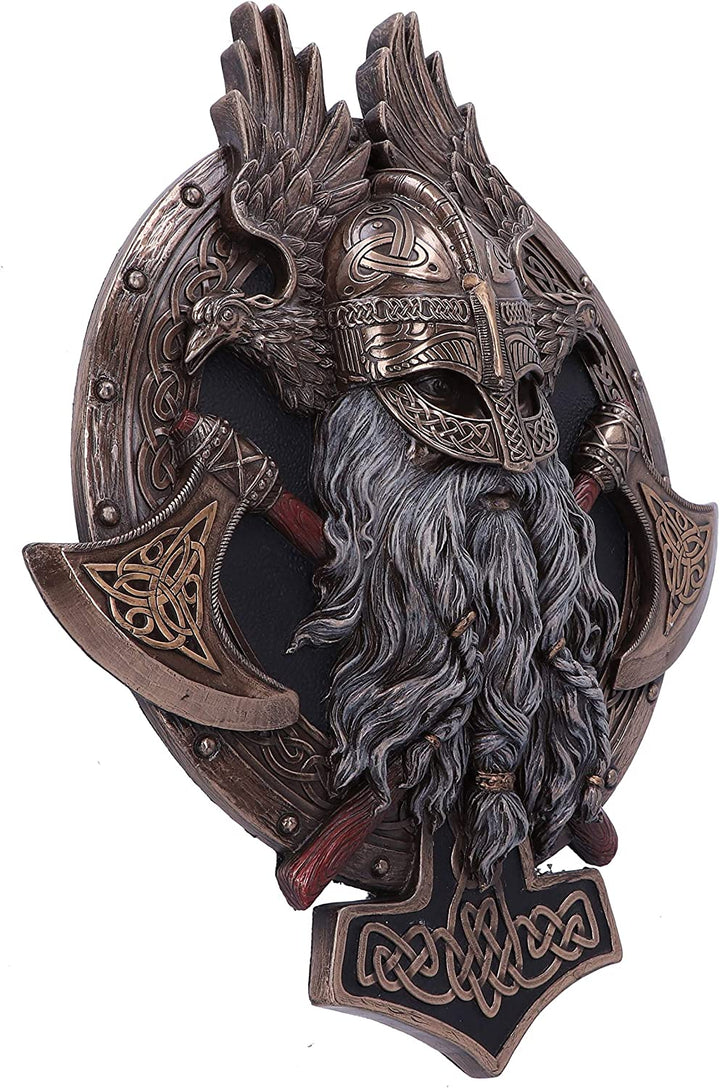 Nemesis Now Bronze for Valhalla Viking Axe Hammer Raven Wall Plaque, 27cm