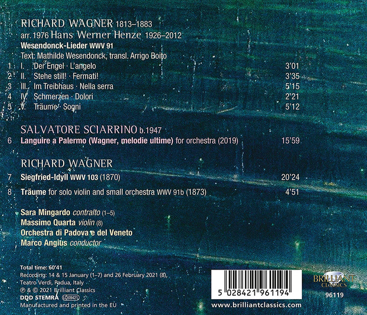 Orchestra di Padova e del Veneto - Wagner: Wesendonck Lieder (arr. Henze), Siegfried Idyll, Träume; Sciarrino: Languire a Palernmo [Audio CD]