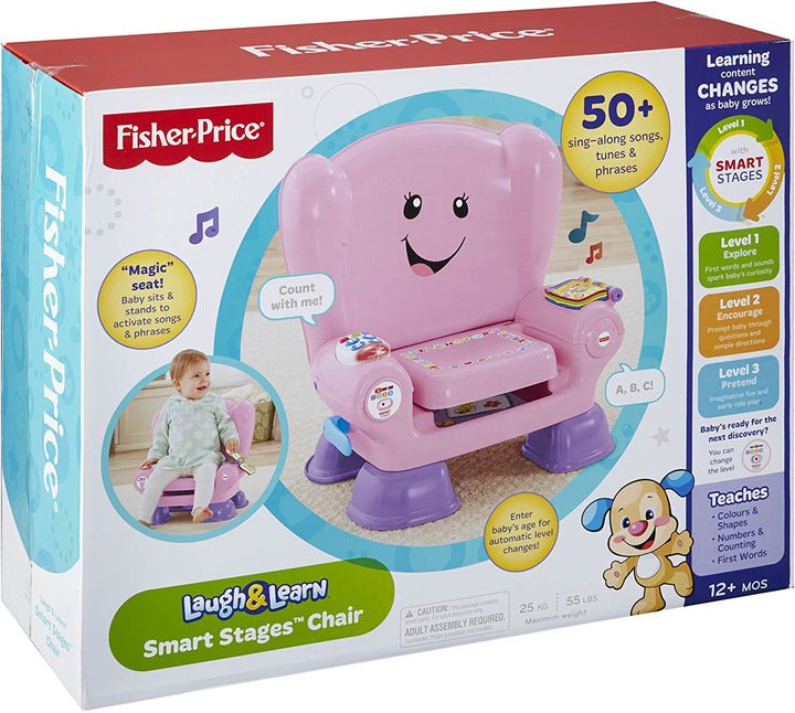 Fisher Price CFD39 Smart Stages Pink Chair Activity Chair Spielzeug für 1 Jahr mit Sounds, Musik und Phrasen