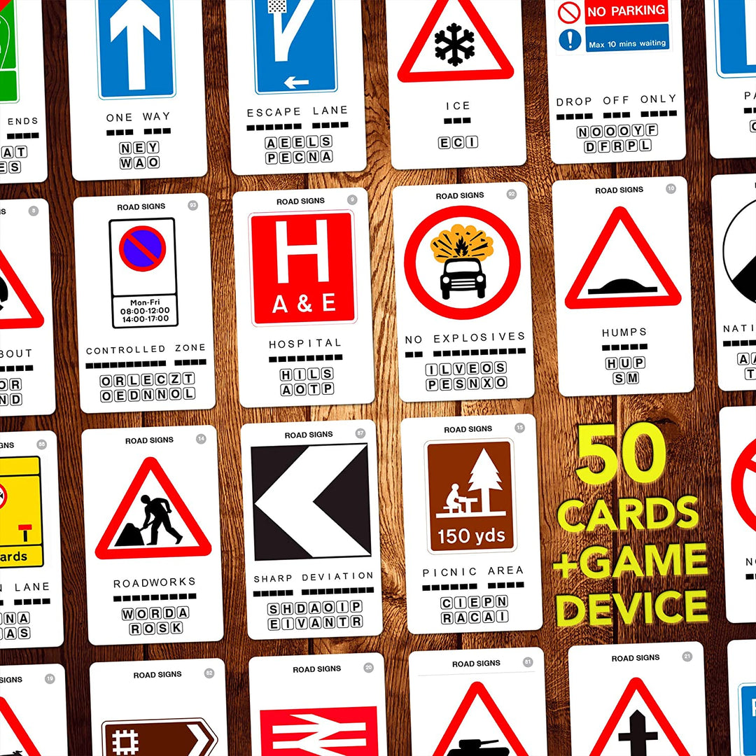 100 PICS Road Signs Travel Game - Traffic Sign Flash Cards, Helps Learn DVLA Highway Code Theory Driving Test UK