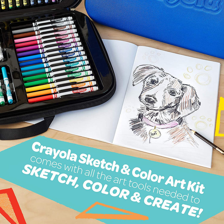 Crayola Coloring and Sketching Set, 70pcs + Sketch Book, Gift for Kids, 8, 9, 10