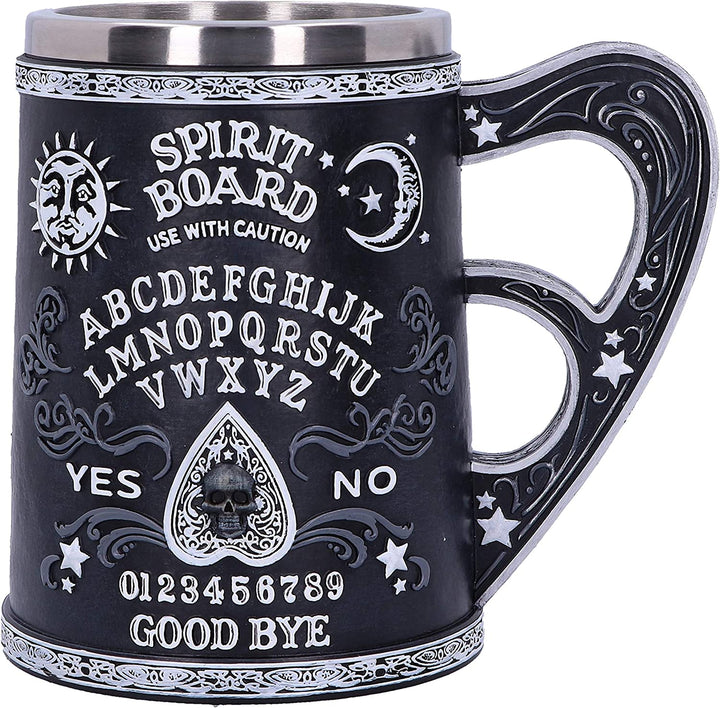 Nemesis Now Black and White Spirit Board Tankard Mug, Resin w/stainless steel insert, 14.5cm