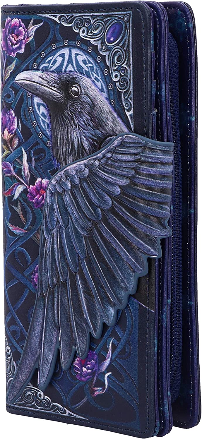 Nemesis Now Ravens Flight Black Wing Floral Embossed Purse Wallet, Polyurethane,