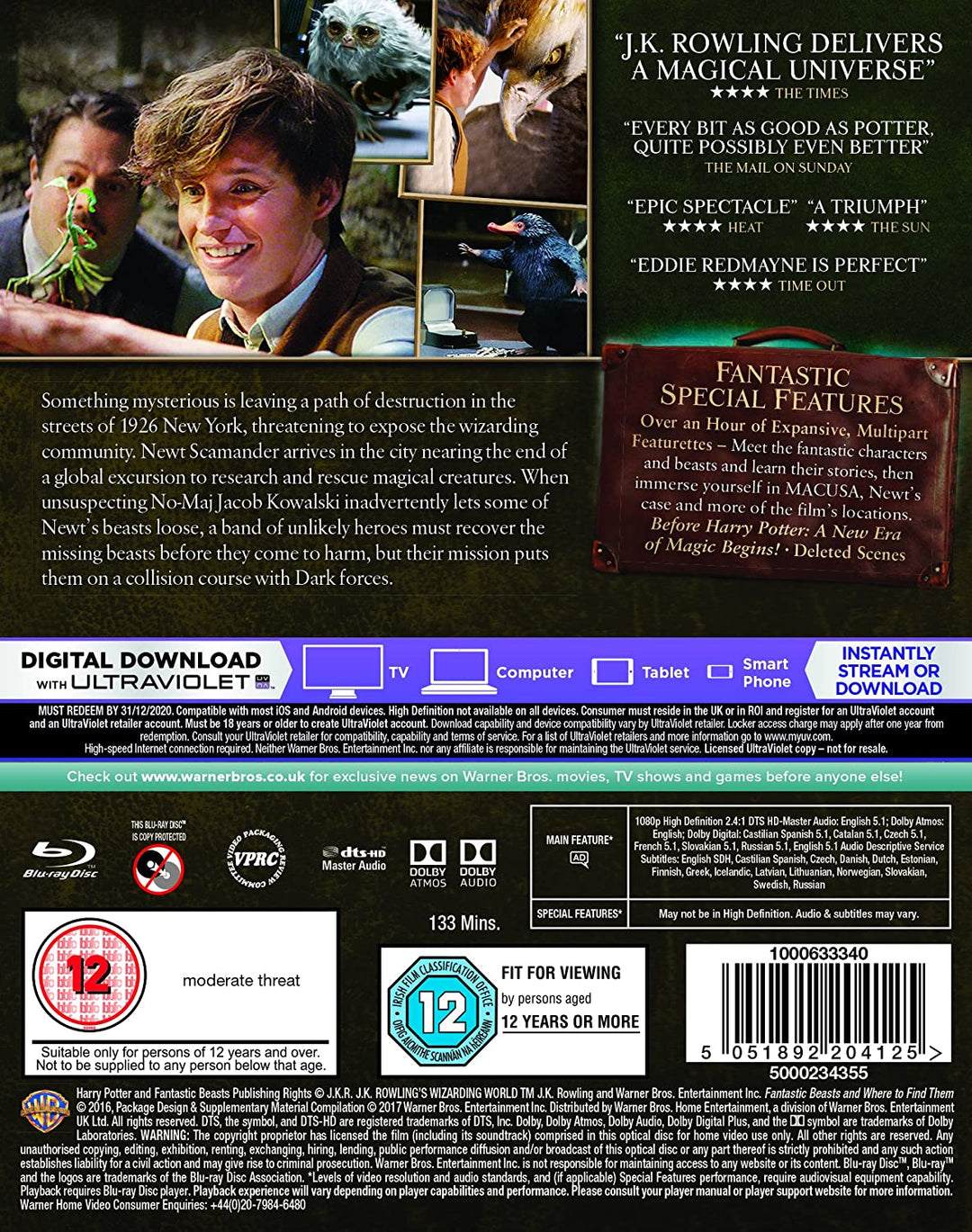 Fantastic Beasts and Where To Find Them [Blu-ray + Digital Download] [2016]