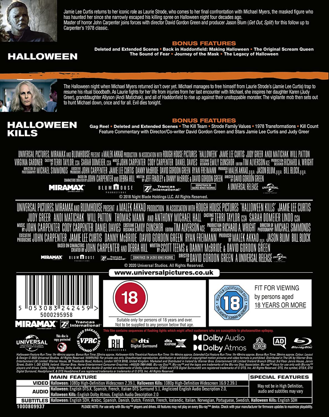 Halloween Kills Boxset [2021] [Region Free] - Horror [Blu-ray]