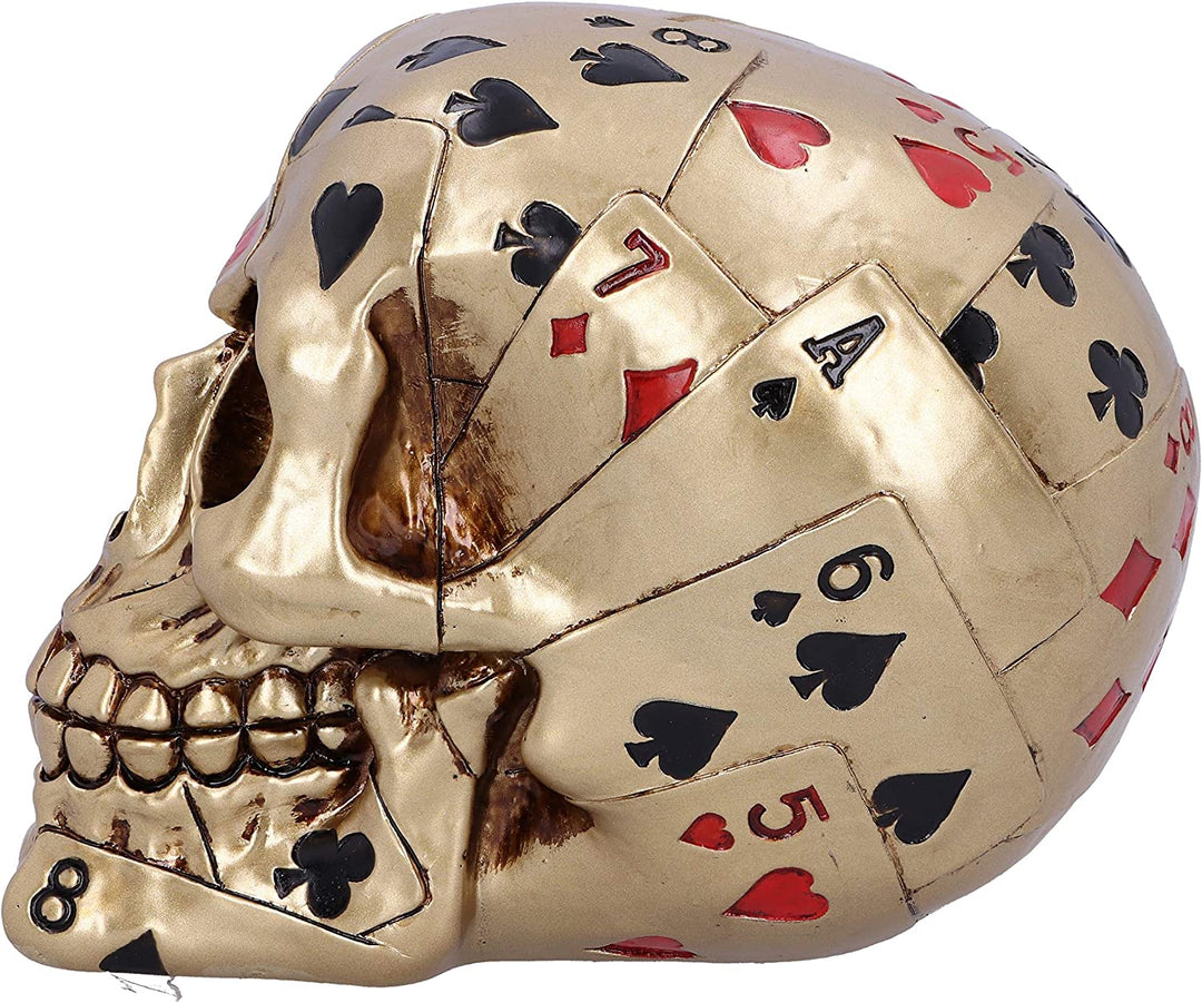 Dead Mans Hand Golden Playing Card Skull Ornament