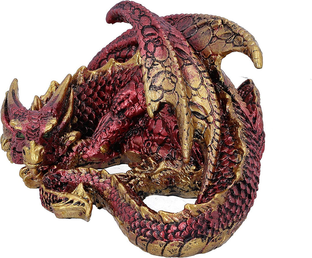 Nemesis Now Aaden Red and Golden Resting Dragon Figurine, 10.2cm, U5289S0