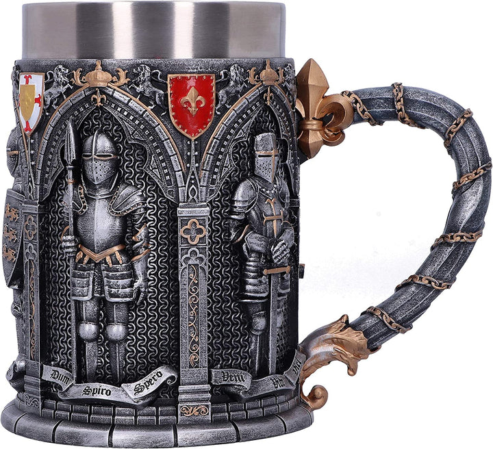 Nemesis Now B5167R0 Vow English Armoured Knight Latin Oath Tankard, Silver, 15.3