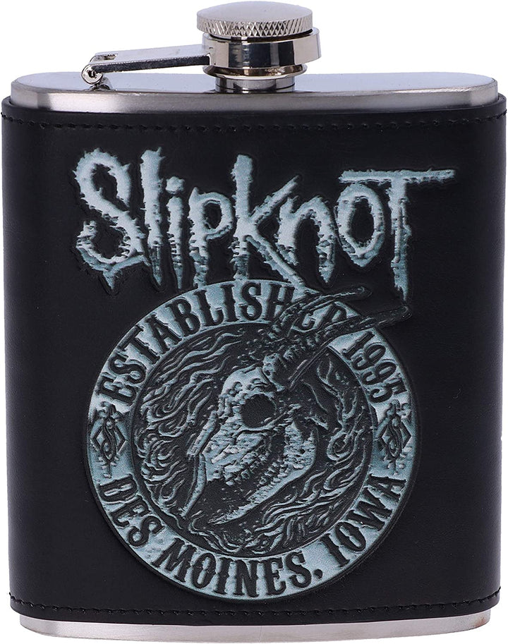 Nemesis Now B5218R0 offiziell lizenzierter Slipknot Flaming Goat Logo Flachmann, Edelstahl