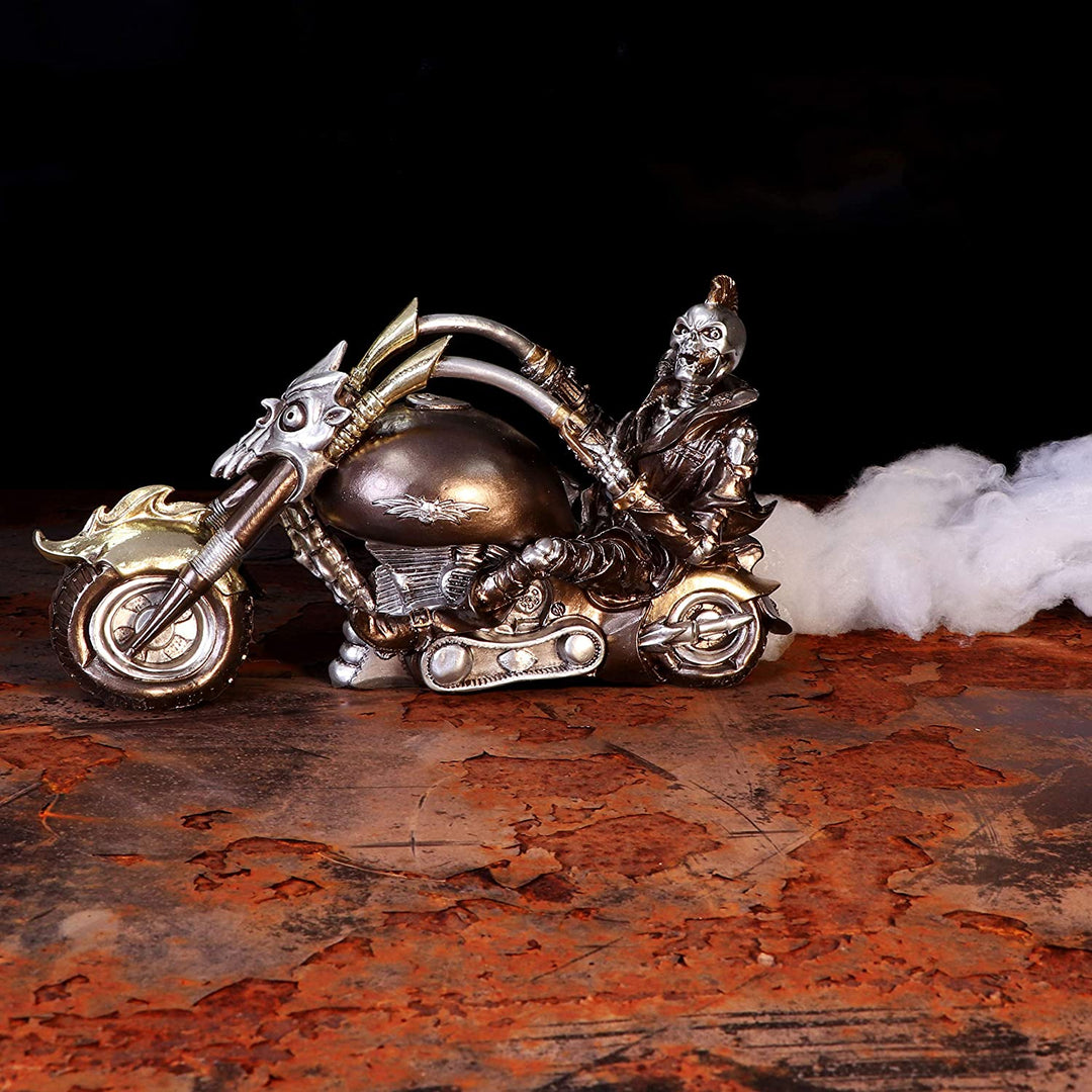 Nemesis Now Wheels of Steel 29cm Steampunk Motorcycle Skeleton Figurine.