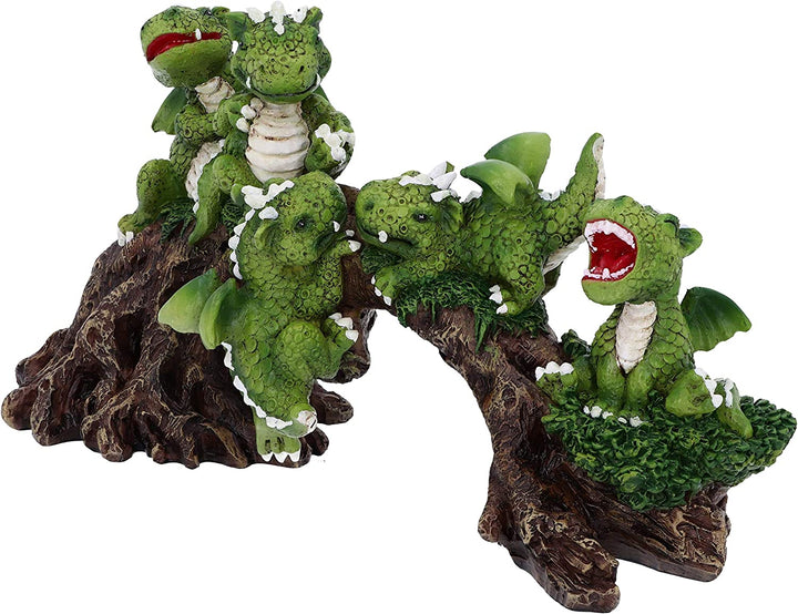 Daring Dragonlings Green Baby Dragons on Branch Figurine