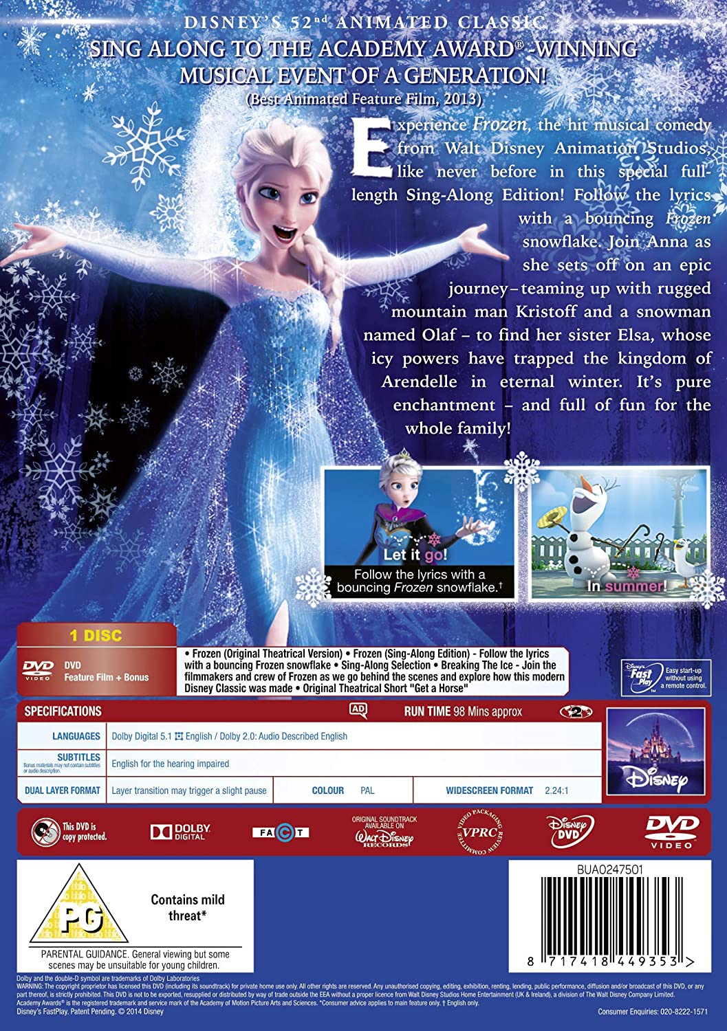 Frozen Sing-Along Edition [DVD] [2013] [2017]