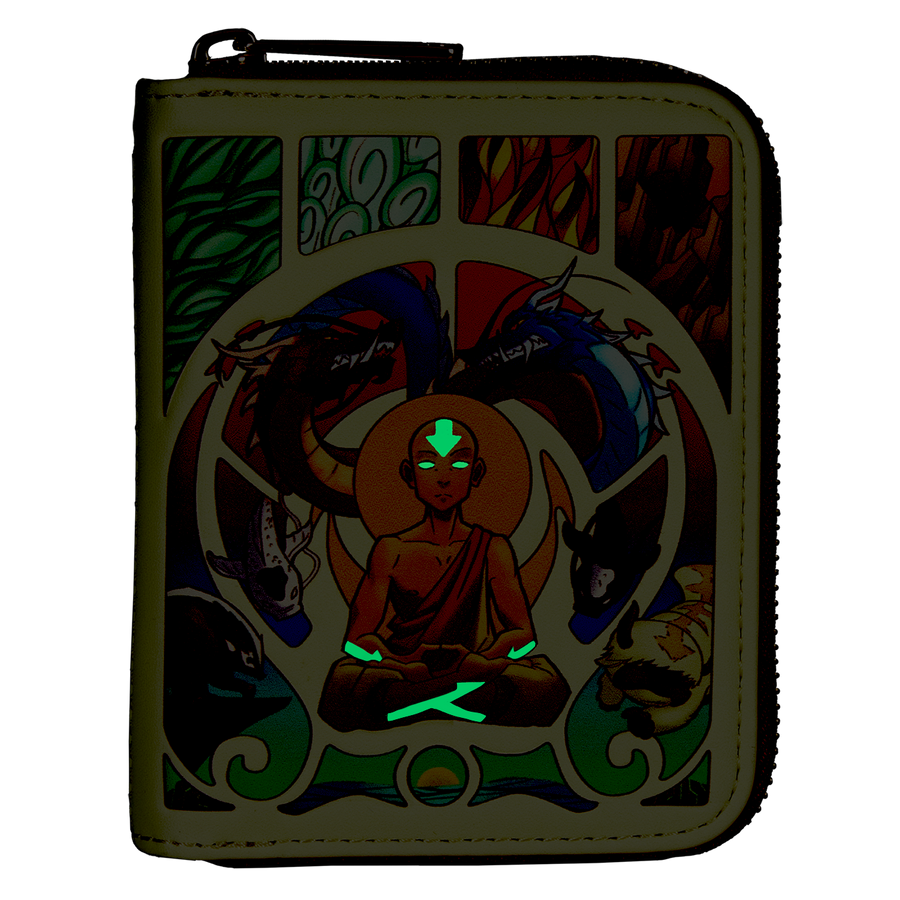 Loungefly Nickelodeon Avatar Aang Glow in the Dark Zip Around Purse