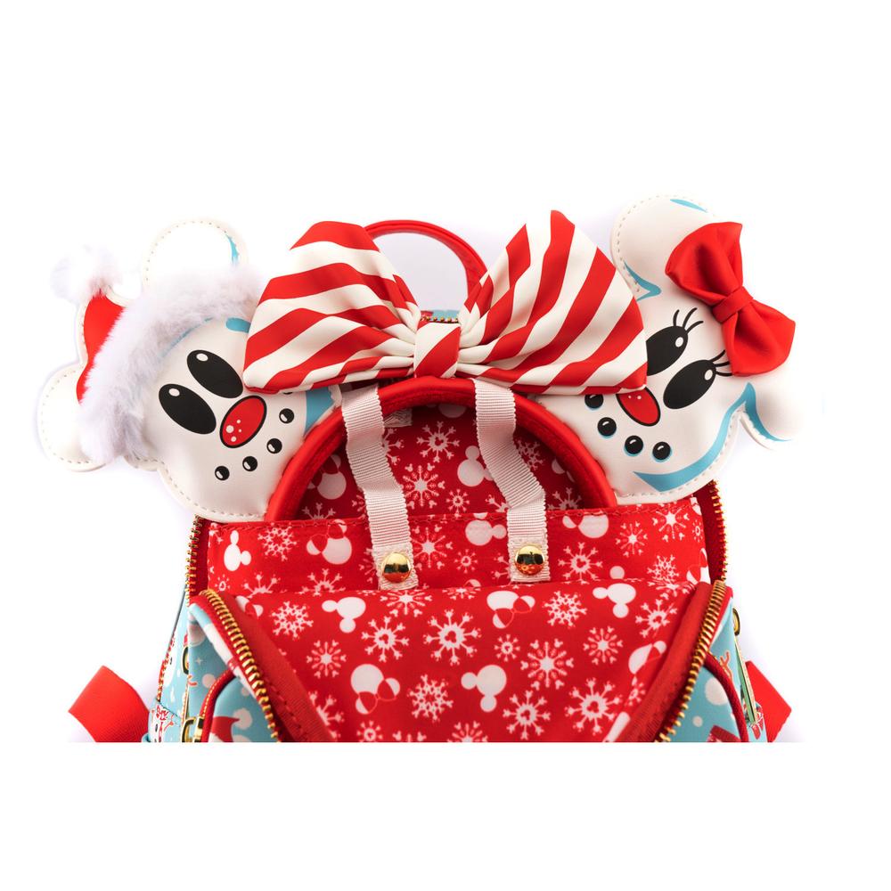 Loungefly Disney Christmas Mickey und Minnie Schneemann AOP Mini-Rucksack und Stirnband-Set