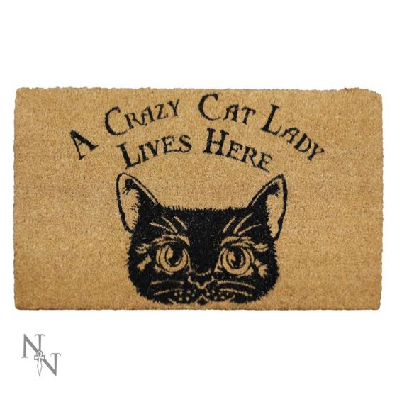 Nemesis Now Crazy Cat Lady Doormat 2cm Brown, PVC Backed Brush Coco, One Size