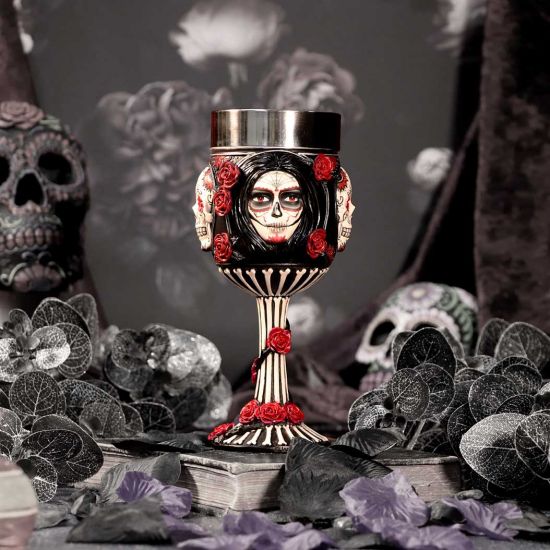 Nemesis Now Sugar Skull James Ryman Goblet 19.5cm Black, Resin w/stainless steel