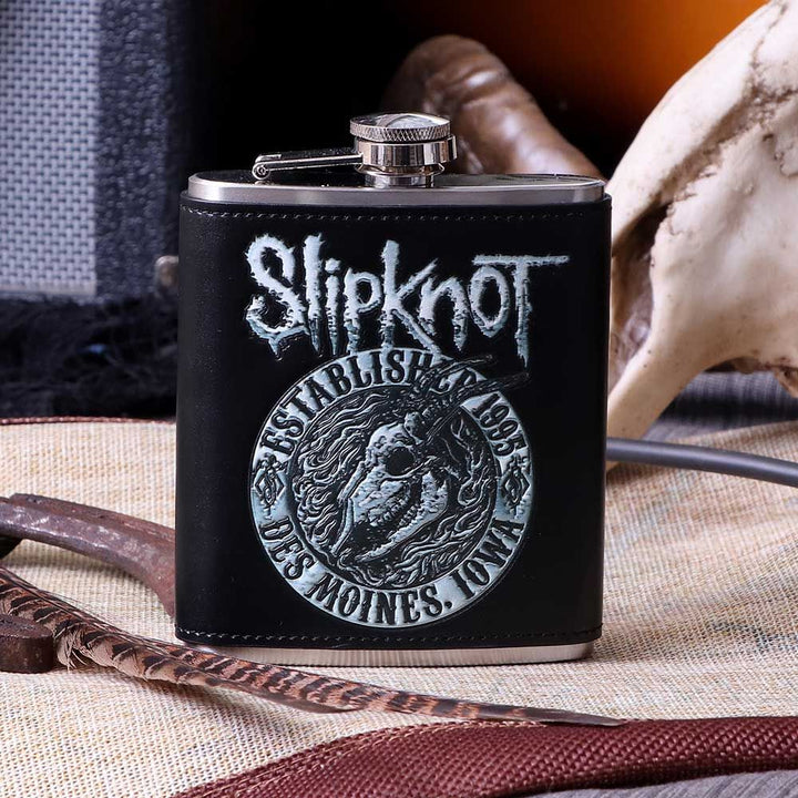 Nemesis Now B5218R0 offiziell lizenzierter Slipknot Flaming Goat Logo Flachmann, Edelstahl