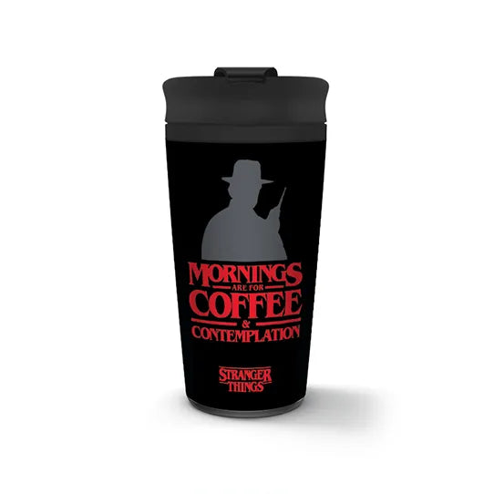 Taza de viaje ecológica de doble pared Stranger Things con tapa que no gotea y se puede volver a sellar Café y gráfico de contemplación 370 ml / 13ox