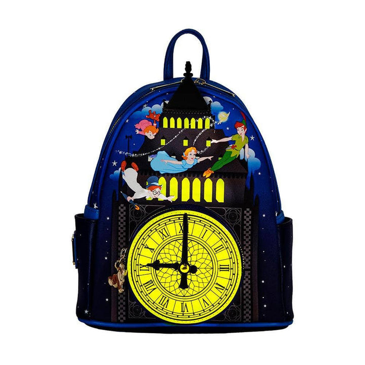 Loungefly Disney Peter Pan Glow Clock Womens Double Strap Mini Backpack