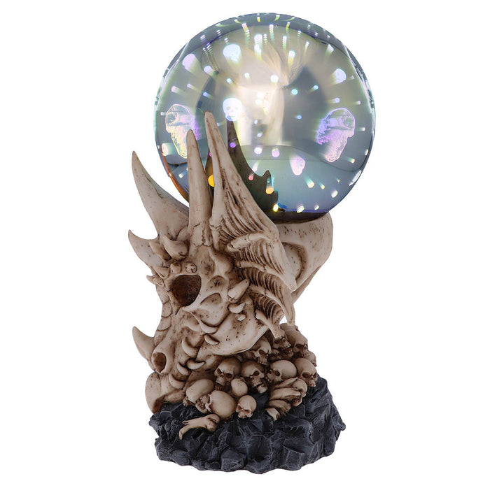 Nemesis Now Skeletal Realm Dragon Skull and Light Up Orb Figurine, Polyresin, Na