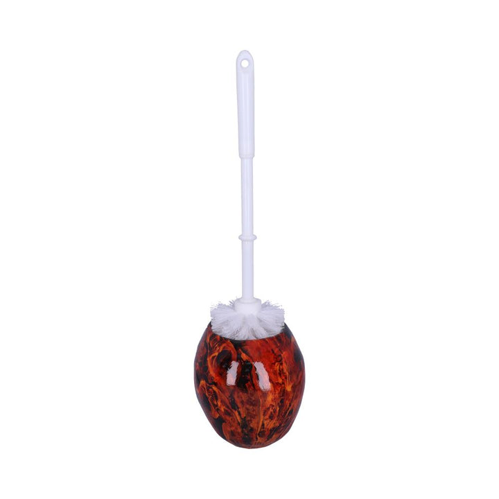 Nemesis Now Flame Pattern Skull Toilet Brush Holder 16.4cm, Polyresin, Orange